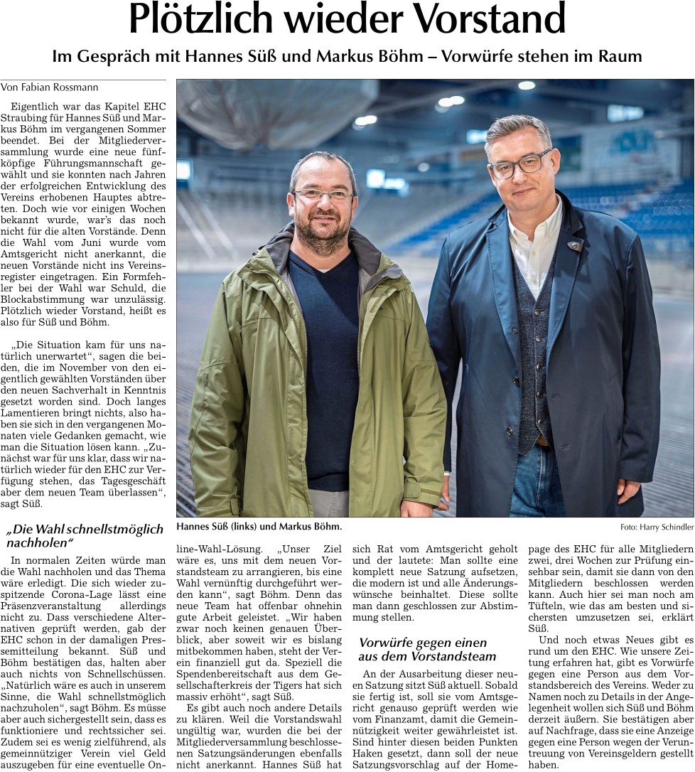 Hannes Süß und Markus Böhm im Zeitungsartikel